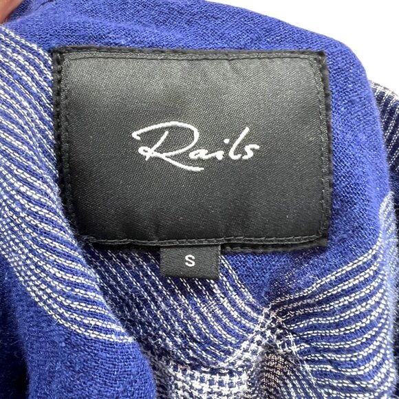 Rails Charli Linen Blend Button-Down Shirt Patriot Blue White Size Small - Picture 8 of 12